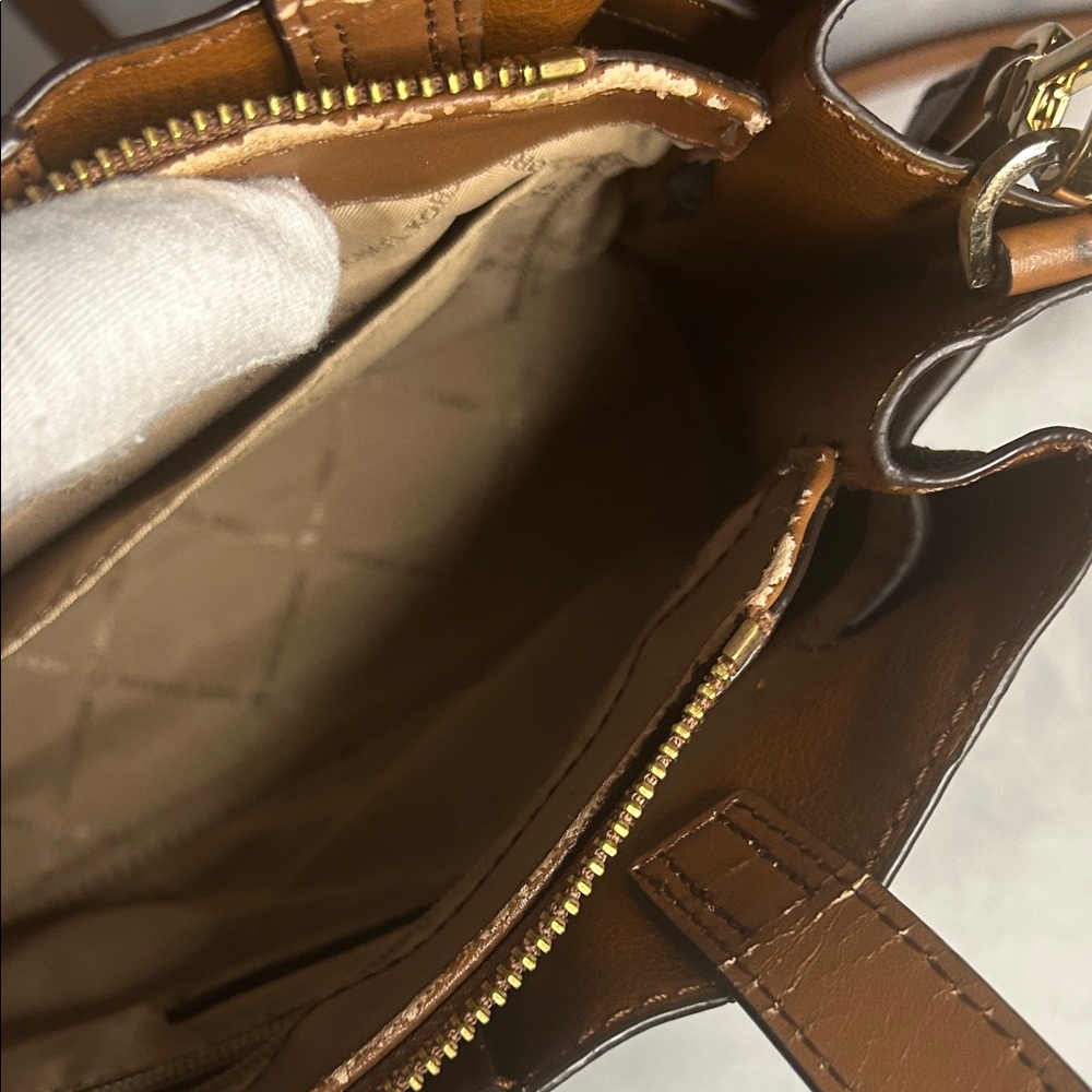 Michael Kors Emilia Small Logo Satchel - Brown Signature - Picture 4 of 6